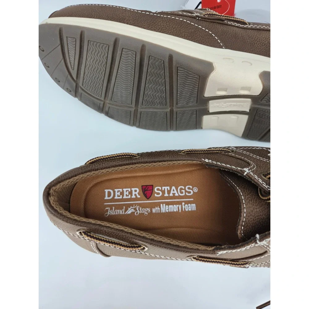 NWT‎ Deer Stags Mitch Mens Brown Boat Shoes Memory Foam Loafers 8.5M Nautical